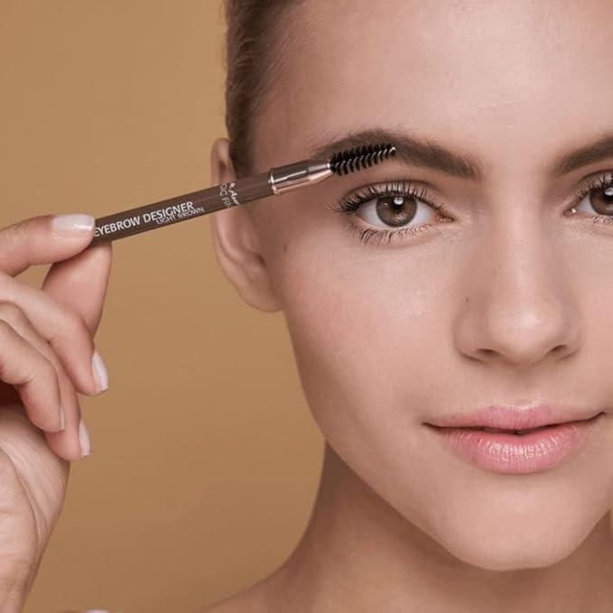 M. Asam MAGIC FINISH Eyebrow Designer Light-Brown - 4-in-1 eyebrow pencil with rotating mine & spiral brush, perfect shape & fullness thanks to powdery texture, optimal brow arch, eye make-up, 0.01 Oz-VivaGrace Women