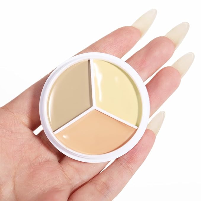 Kaely Tri Color Concealer Pot,Color Correcting Concealer for Dark Circles Spots,3 Color Cream Concealer Full Coverage,Foundation Contour Makeup Palettes,under Eye Brightener corrector de ojeras,03-VivaGrace Women