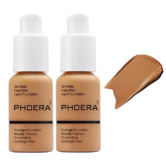 2 Pack PHOERA Foundation 106 Warm Sun Makeup,Full Coverage Foundation for Women and Girls-VivaGrace Women