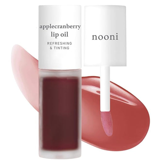 NOONI Korean Lip Oil - Applecranberry | Long-Lasting, Moisturizing, Plumping, Revitalizing for Dry Lips, Waterproof, No Peel Off, Hydrating, Nourishing Crystal Clear, 0.12 FL Oz-VivaGrace Women