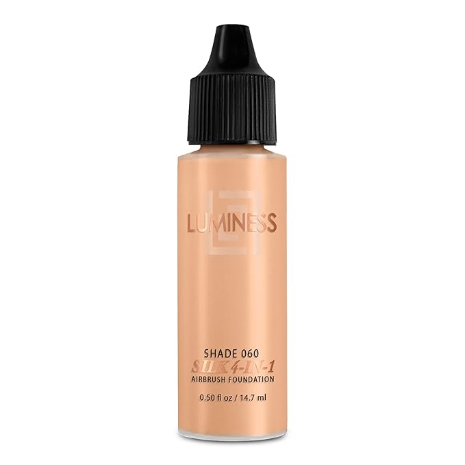 Luminess Air Silk 4-In-1 Airbrush Foundation- Foundation, Shade 060 (.5 Fl Oz) - Sheer to Medium Coverage - Anti-Aging Formula Hydrates and Moisturizes - Professional Makeup Kit for Cordless Air Brush-VivaGrace Women