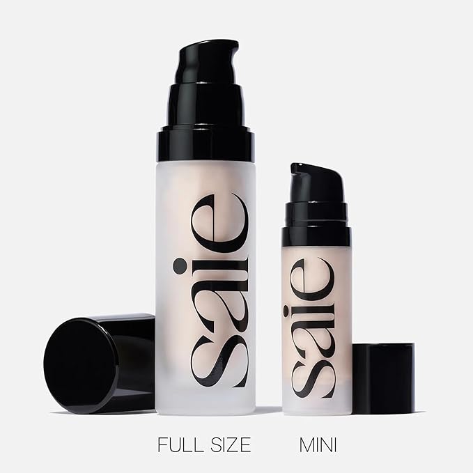 Saie Mini Glowy Super Gel - Hydrating Makeup Primer and Illuminating Glow Serum Enriched with Vitamin C and Squalane Oil - All-Over Liquid Highlighter Makeup for Instant Glass Skin - Starglow (0.5 oz)-VivaGrace Women