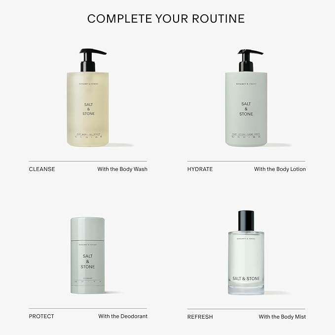 Salt & Stone Body Wash with Antioxidants for Deep Moisture | For Women & Men, Sulfate, Paraben, & Dye Free, Leaving Skin Soft and Hydrated | Bergamot & Hinoki 15.2 fl oz-VivaGrace Women