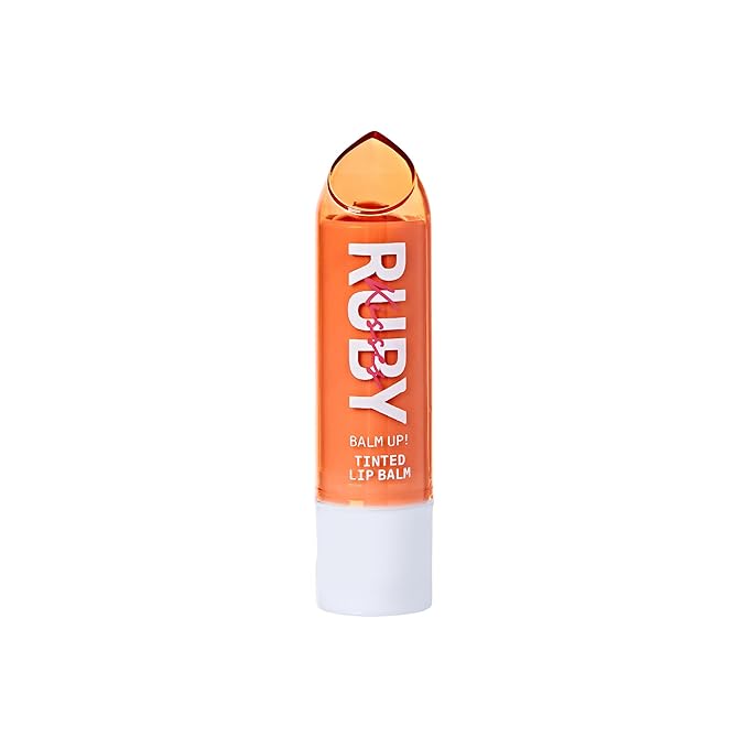 Ruby Kisses Balm Up Tinted Lip Balm, Non-Greasy Hydrating Formula, Nourishing Coconut Core & Vitamin E Infused, Lip Care with Natural Shine, Lightweight Sheer Color (Tangerine)-VivaGrace Women