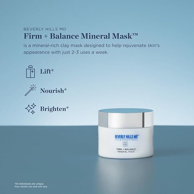 Firm + Balance Mineral Mask for Aging Skin- Exfoliating Clay Mask for Evening Complexion- Lift, Firm, Tighten Skin w/Pineapple & Papaya Enzymes, Tripeptides, Kakadu Plum-VivaGrace Women
