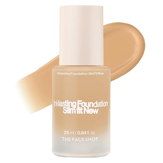 THE FACE SHOP Ink Lasting Liquid Foundation, Full Coverage, 72‑Hour Wear Semi‑Matte Finish, Makeup with Bakuchiol, N110 Buttercream, 0.84 Fl. Oz.-VivaGrace Women