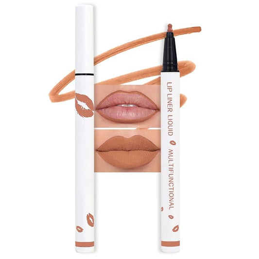 evpct Longwear Liquid Lip Liner Stain Marker Pen Long Lasting Waterproof, Nude Brown Matte Semi Permanent 24 Hour Lip Liner and Lipstick Combo, Korean Color Stay Lipliner All Day, Lips Stain peel off-VivaGrace Women