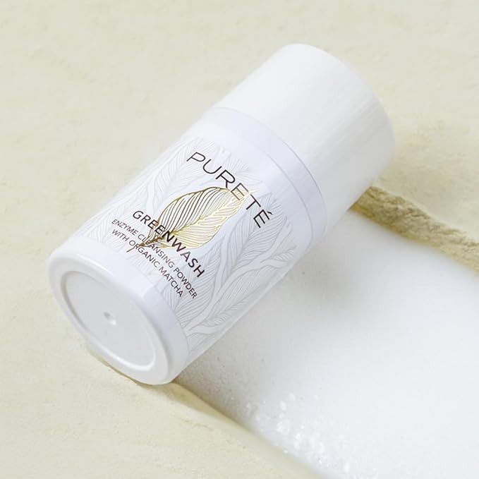 Pureté Greenwash Enzyme Powder Face Wash – Organic Exfoliating Cleanser with Matcha & Papain | Gentle, Non-Abrasive Powder Wash | Made in Japan | 1.4 oz