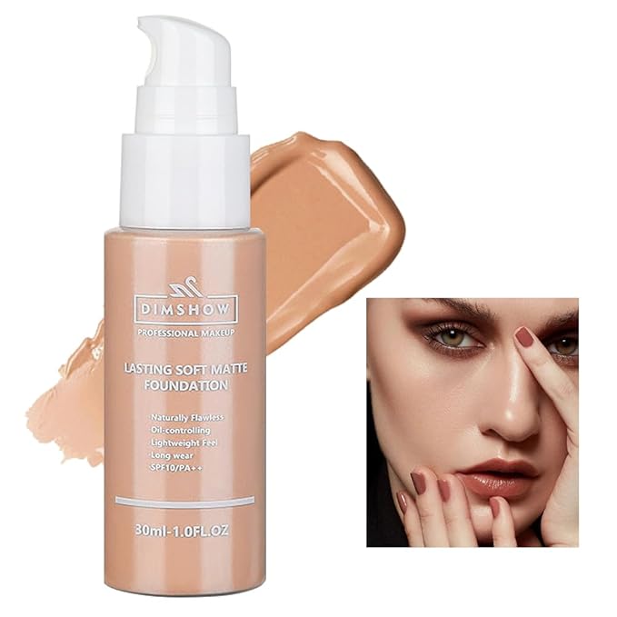 Flawless Matte Liquid Foundation Makeup, Vegan & Cruelty-Free, Liquid Oil-Free Foundation Face Makeup for Combination & Oily Skin, Longwear Medium-Full Coverage (05, 30ml)-VivaGrace Women