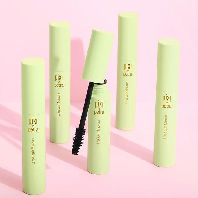 Pixi Beauty Large Lash Mascara - Bold Black 12ml | Intensely Volumizing Mascara | Buildable Formula | Lengthen and Plump Lashes | 0.4 Fl Oz