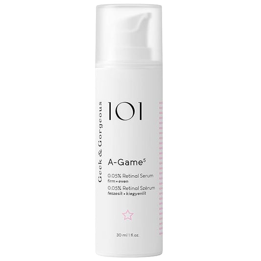 Geek & Gorgeous - A-Game 5-0.05% Retinal serum - silky, light with medium-strength retinal, anti-aging - all skin types, especially combination & oily skin, 1 oz-VivaGrace Women