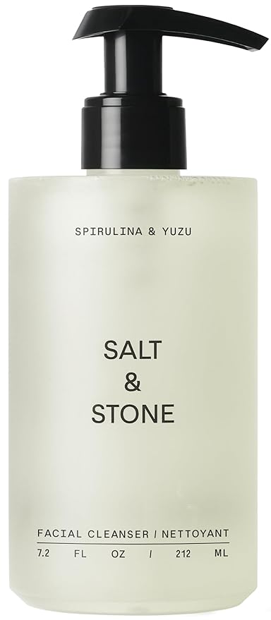Salt & Stone Facial Cleanser for Women & Men, Spirulina & Yuzu Gentle Facial Wash with Hyaluronic Acid, Squalane, For All Skin Types, Vegan, Cruelty Free, 7.2 oz-VivaGrace Women