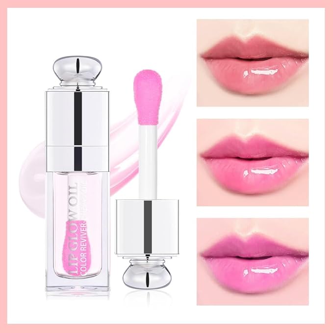 Hydrating Lip Glow Oil-Lip care oil- Lip Oil Tinted for Lip Care and Dry Lips-Prevents Dry Cracked-Non-sticky Big Brush Head-Lip Plumping -Lip Oil gloss tinted-002-VivaGrace Women