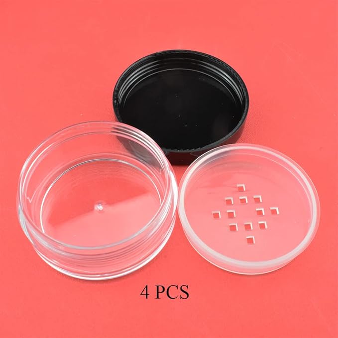 HAHIYO 4pcs 10ml/0.34oz Plastic Empty Travel Compact Case Makeup Cosmetic Jar Refillable Powder Box No Leak Holder with Common Sifter and Black Screw Lid-VivaGrace Women
