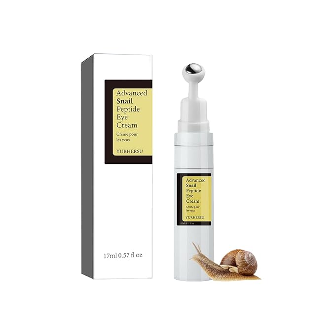 Snail Peptide Eye Cream for Dark Circles, Puffiness and Wrinkle, Snail Mucin & Nicotinamide, Moisturizing, Hydrating, Firming, Massage Ball, 17ml-VivaGrace Women