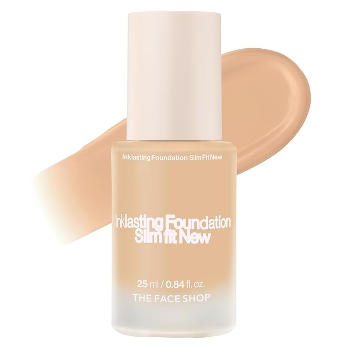 THE FACE SHOP Ink Lasting Liquid Foundation, Full Coverage, 72‑Hour Wear Semi‑Matte Finish, Makeup with Bakuchiol, N210 Neutral Sand, 0.84 Fl. Oz.-VivaGrace Women