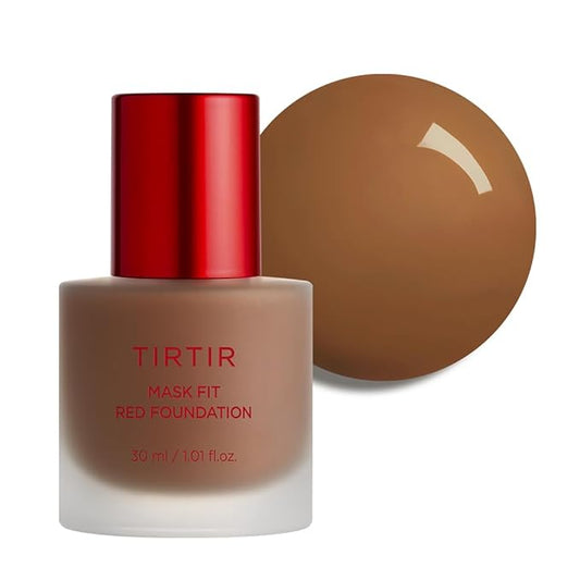 TIRTIR Mask Fit Red FoundationㅣLong Lasting Flawless Coverage, Energy Essence, Lightweight, Hydrating, Pore-Blurring, Breathable Satin Finish, Makeup, Radiant Skin, #43N Deep Cocoa, 1.01 Fl Oz-VivaGrace Women