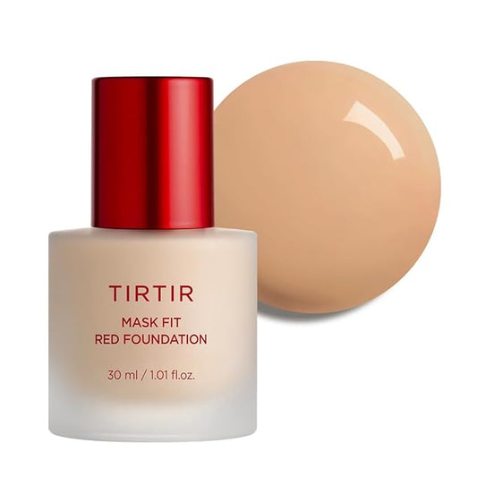 TIRTIR Mask Fit Red FoundationㅣLong Lasting Flawless Coverage, Energy Essence, Lightweight, Hydrating, Pore-Blurring, Breathable Satin Finish, Makeup, Radiant Skin, #25N Mocha, 1.01 Fl Oz-VivaGrace Women
