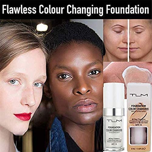 KOSIMI 30ml TLM Color Changing Foundation Liquid Base Makeup Change To Your Skin Tone By Just Blending, white-VivaGrace Women