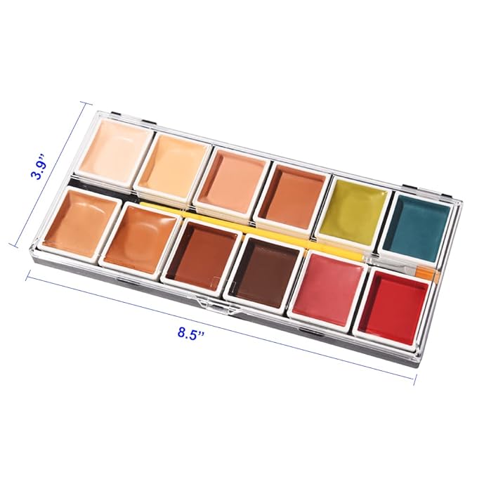 Alcohol Activated Makeup Palette for FX Makeup with Makeup Egg Mimic Wound Sponge Cleaning accessories 12 Colors-VivaGrace Women