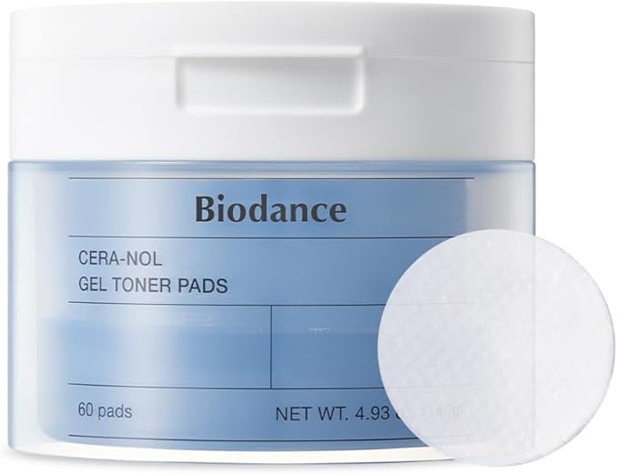 Biodance Cera-NOL Gel Toner Pads, Hydrating & Soothing for Sensitive Skin, Redness Reducing, Gentle Exfoliating Toner Pads, Korean Skincareㅣ4.93 fl.oz.(140g)*60Pads-VivaGrace Women
