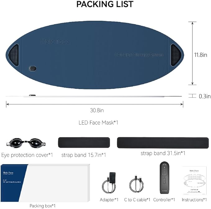 Red Light Therapy for Face and Neck, 720 LED Infrared Light Therapy Mask for Wrinkles and Acne, Large 30.8" x 11.8" Panel for Body, Red Light Mask Gift for Women, Mom, PDT Facial Skincare at Home-VivaGrace Women