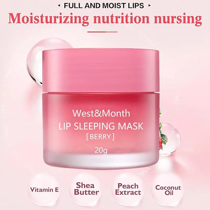 Lip Sleeping Mask,Night Repair Lip Mask,Hydrating & Prevention Dry and Cracked Lip Scrubs Exfoliator,Vitamin E Moisturizing Exfoliating Fade Lip Lines Lip Balm Jelly Lip Mask Lip (1 PCS)-VivaGrace Women