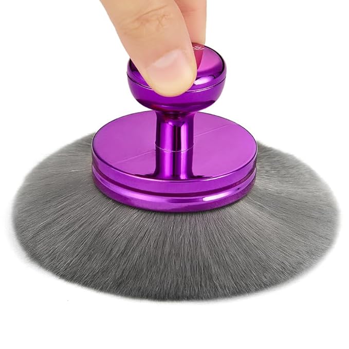 Extra Large Kabuki Brush Set for Body and Face Foundation & Makeup,Multi-functional,Mix bronze self-tanning applicator, wide round head, Great gift for women with Velvet bag(Purple 2pcs)-VivaGrace Women