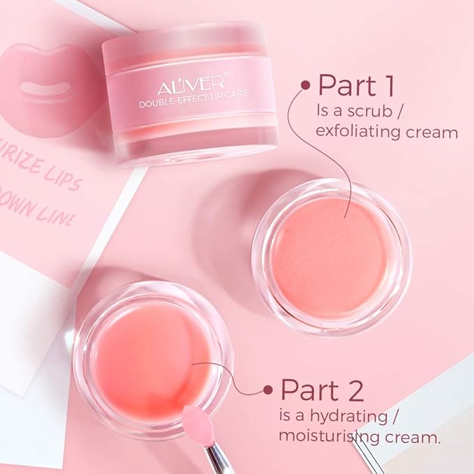 Lip sleeping Mask Exfoliator & Moisturizer Double Effect Lip Scrubs Overnight/Day for Dry Treatment Care, Cracked Lips, Peeling Lip Primer, Lip Repair Balm - Strawberry Lip Mask-VivaGrace Women