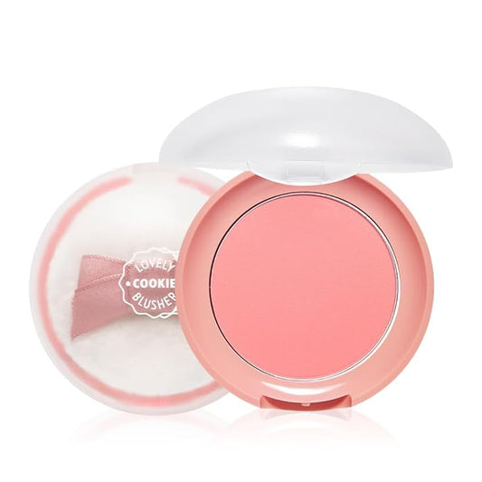 ETUDE Lovely Cookie Blusher #OR202 Sweet Coral Candy 4g | Glowing & Natural Powder Blush with Long-Lasting Sebum Control | Easy Application | Puffy Cushion for a Lovely Makeup Look-VivaGrace Women