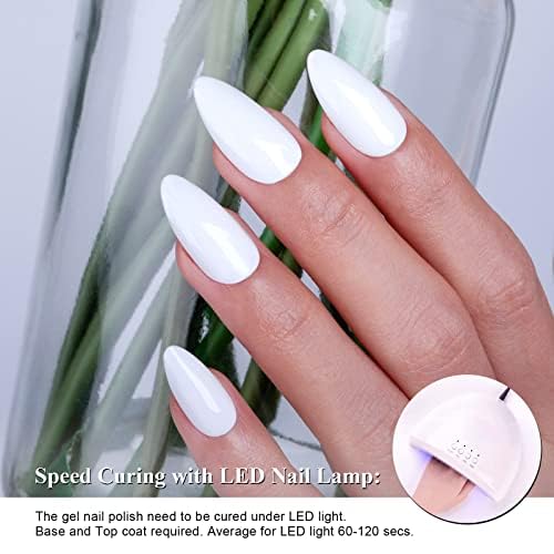Imtiti Gel Nail Polish, 15ml White Color Soak Off LED Long-Lasting Polish, DIY Art Starter for Manicure Salon, Women and Girls
