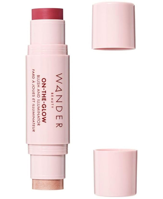 Wander Beauty On-the-Glow Blush and Illuminator - Strawberry Fields/Nude Glow - 7-in-1 Hydrating Cream Blush & Highlighting Stick - Stick Blush for Cheeks, Lip, & Body- Highlighter & Blush - 0.4 oz-VivaGrace Women