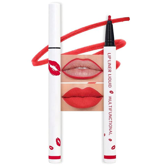 evpct Longwear Liquid Lip Liner Stain Marker Pen Long Lasting Waterproof, Ruby Red Matte Semi Permanent 24 Hour Lip Liner and Lipstick Combo, Korean Color Stay Lipliner All Day, Lips Stain peel off-VivaGrace Women