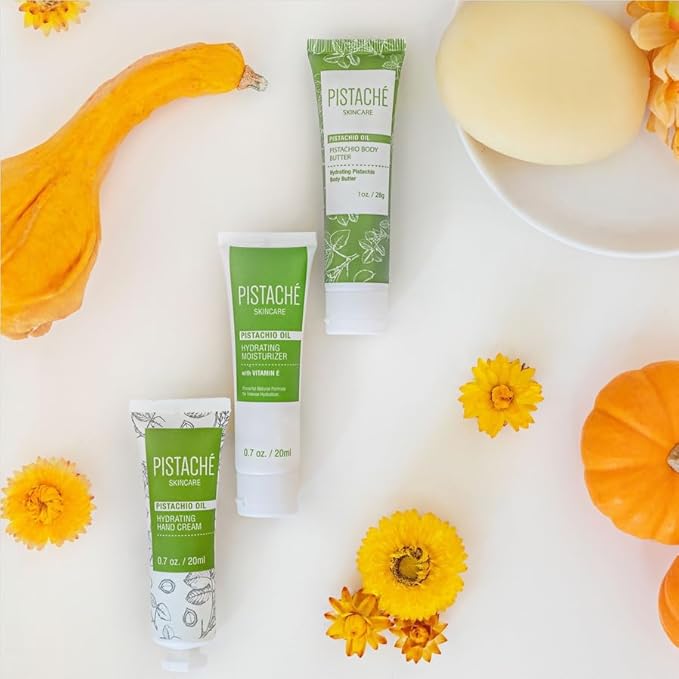 Pistaché Skincare Pistachio Oil 5-Pc Mini Collection (Travel) + Body Butter, Hand Cream, Biscotti Perfume, Eye Cream & Face Moisturizer + Hydrates and Nourishes + Vitamin E + Antioxidant Protection-VivaGrace Women