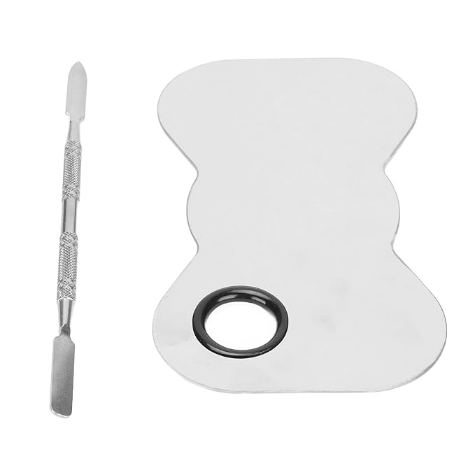 Cosmetic Makeup Palette Spatula, Mixing Bow Shape Stainless Steel Makeup Palette for Cosmetic Blend-VivaGrace Women