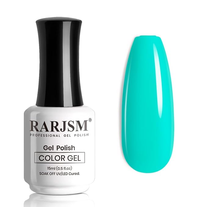 RARJSM Turquoise Blue Gel Nail Polish Turquoise Gel Nail Polish 1PCS 15ML Long Lasting GelNailPolish Soak off U V Curing Required Nail Art French Manicure Salon DIY at Home