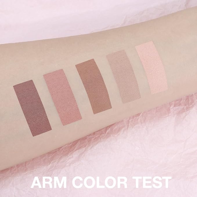 5 Colors Matte Nude Eyeshadow Makeup Palette, Nude Pink Brown Taupe Neutral Matte Smokey Cream Mini Eye Shadow Palette Makeup for Older Women Blue Green Eyes, Contour Make up Palettes sombras de ojos