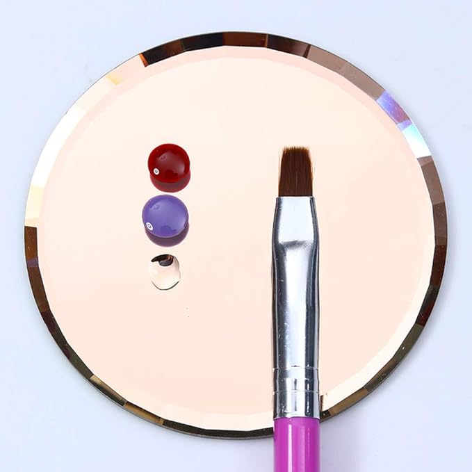 5Pcs Mirror Empty Nail Art Palettes Plate Round Glass Manicure Palette Nail Art Display Tray Board Holder Gel Polish Drawing Color Mixing Palette for Women Beauty Tool, Assorted Color-VivaGrace Women