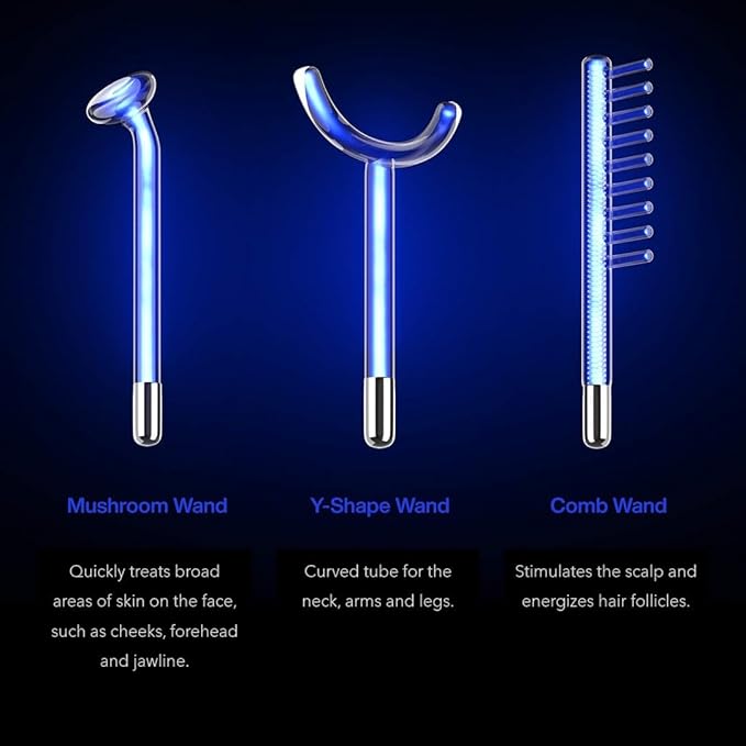 NuDerma Clinical Skin Therapy Wand - Portable Skin Therapy Machine w 6 Fusion Neon + Argon Wands – Anti Aging - Clarifying - Skin Tightening & Radiance - Wrinkle Reducing-VivaGrace Women