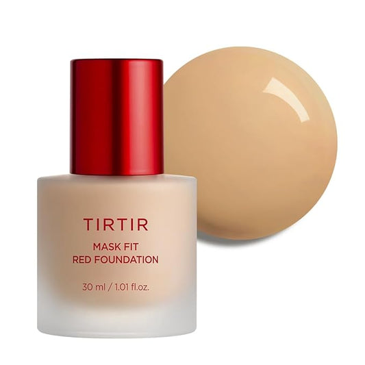 TIRTIR Mask Fit Red FoundationㅣLong Lasting Flawless Coverage, Energy Essence, Lightweight, Hydrating, Pore-Blurring, Breathable Satin Finish, Makeup, Radiant Skin, #28N Oat, 1.01 Fl Oz-VivaGrace Women
