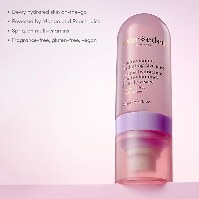 Evereden Kids Multi-Vitamin Hydrating Face Mist | Nourishing Face Spray, Preppy Skincare Essential for Ages 6+ | Clean Formula Safe for Sensitive Skin | Multi-Vitamin Complex, Peach & Mango Juice-VivaGrace Women