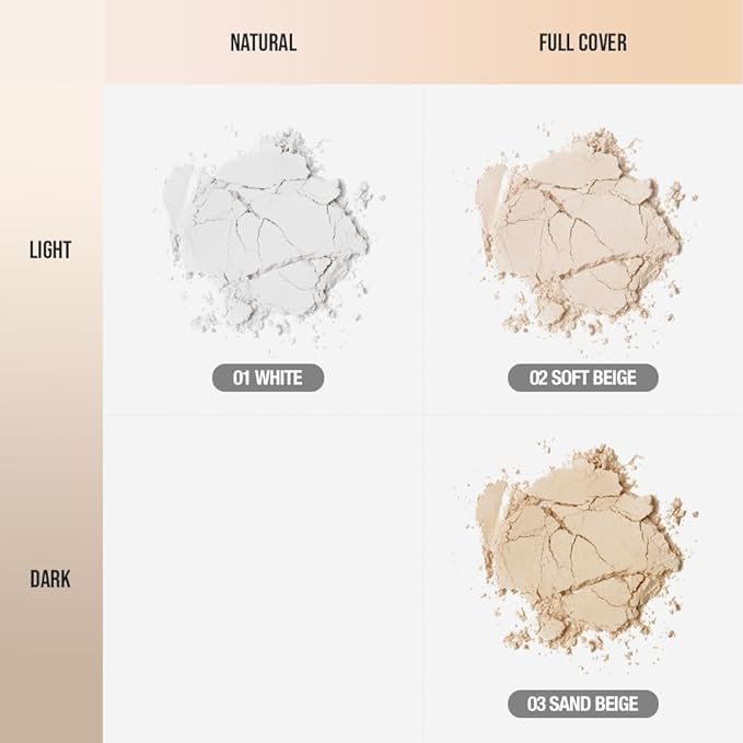 Finish Setting Pact - Blurs Pore & Fine Lines, Long-wearing, Matte Finish, Ideal for Oily Skin, Korean Makeup, 0.14 Oz. (03 Sand Beige, 0.14 Oz.)-VivaGrace Women