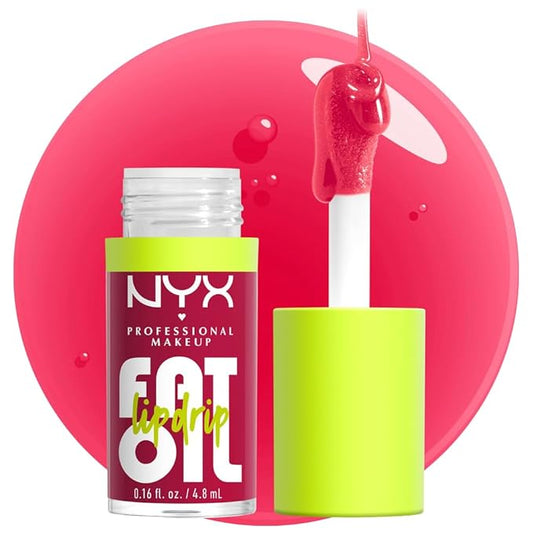 NYX PROFESSIONAL MAKEUP Fat Oil Lip Drip, Moisturizing Lip Oil Gloss, Vegan Tinted Formula, Up to 12 HR Hydration - Newsfeed (Rose Nude)-VivaGrace Women