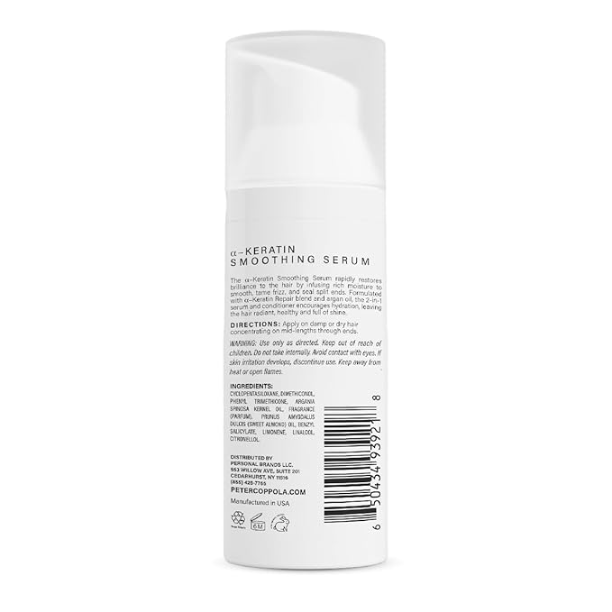 Peter Coppola a-Keratin Smoothing Serum - Lightweight Serum Adds Shine & Moisture To Frizzy And Damaged Hair - Hair Repair Serum With Argan Oil Conditions & Hydrates Frizz & Split Ends 1.69 oz-VivaGrace Women