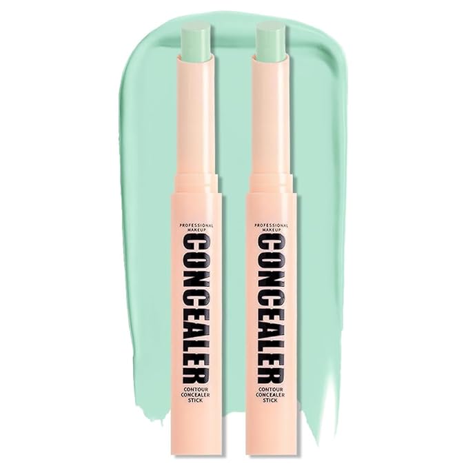 Kaely 2Pcs PROFESSIONAL MAKEUP Correcting Concealer Stick,Medium Coverage Concealer Crayon,under Eye Brightener Concealer for Dark Circles,corrector de ojeras,Lightweight,Vegan,09 GREEN-VivaGrace Women