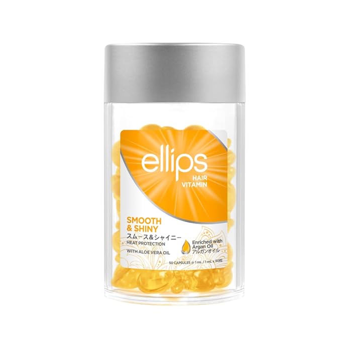 Hair Vitamin Smooth & Shiny - 50 Capsules, Heat Protectant Oil for Frizzy Hair - With Vitamin B5