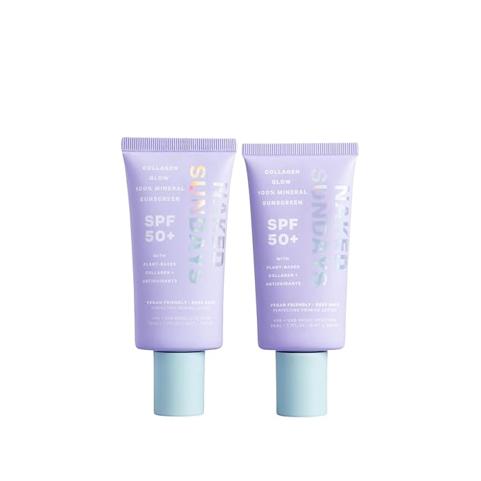 Naked Sundays SPF 50 Mineral Facial Sunscreen, Hydrating SPF with Zinc Oxide, Primer & Sheer Tint for Healthy Glow - 2 pack-VivaGrace Women
