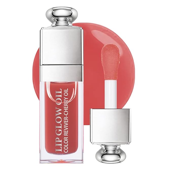 Hydrating Lip Glow Oil, Moisturizing Lip Glow Oil, Nourishing Glossy Transparent Lip Oil, Plumping Lip Oil, Lip Balm, Non-sticky Tinted Toot Lip Balm for Lip Care (ROSEWOOD) 0.2 OZ-VivaGrace Women