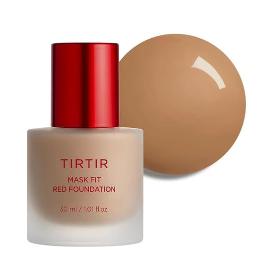 TIRTIR Mask Fit Red FoundationㅣLong Lasting Flawless Coverage, Energy Essence, Lightweight, Hydrating, Pore-Blurring, Breathable Satin Finish, Makeup, Radiant Skin, #37N Peanut, 1.01 Fl Oz-VivaGrace Women