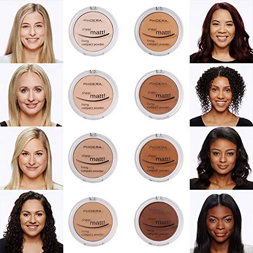 2 Pack PHOERA Matte Face Powder, Control Oil Brighten Skin Color Full Coverage Flawless Face Setting Loose Powder。208 - Espresso-VivaGrace Women